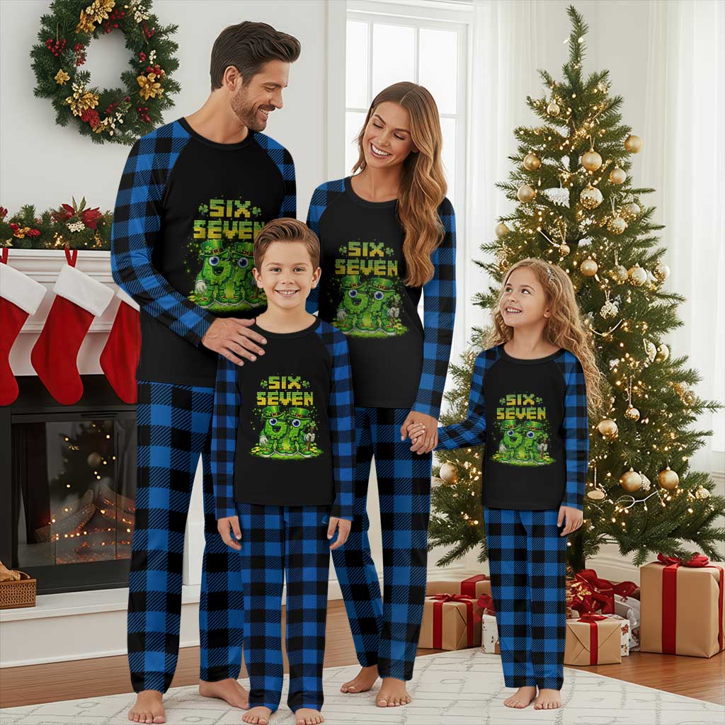 Funny Irish St Patricks Day 67 Plaid Pajama Set Six Seven Brainrot Italian Gaming 6 7 Meme Gen Alpha Slang