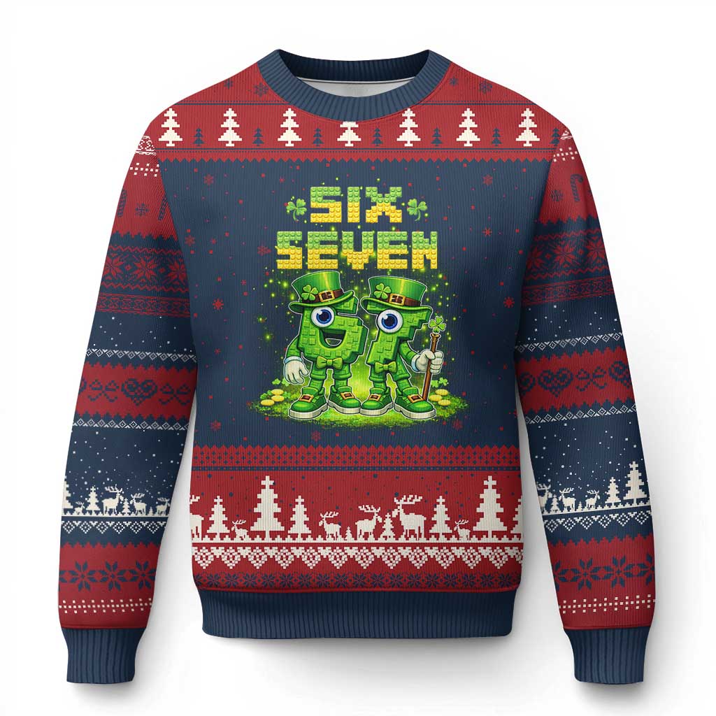Funny Irish St Patricks Day 67 Ugly Christmas Sweater Six Seven Brainrot Italian Gaming 6 7 Meme Gen Alpha Slang