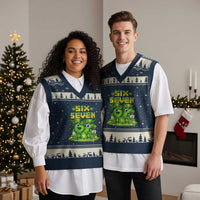 Funny Irish St Patricks Day 67 V-Neck Knit Sweater Vest Six Seven Brainrot Italian Gaming 6 7 Meme Gen Alpha Slang