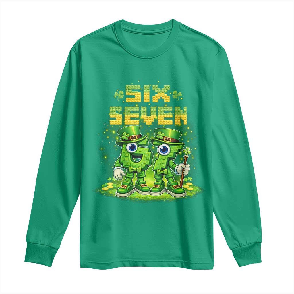 Funny Irish St Patricks Day 67 Long Sleeve Shirt Six Seven Brainrot Italian Gaming 6 7 Meme Gen Alpha Slang