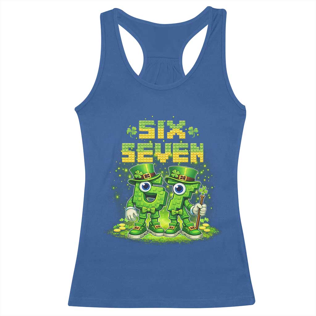 Funny Irish St Patricks Day 67 Racerback Tank Top Six Seven Brainrot Italian Gaming 6 7 Meme Gen Alpha Slang