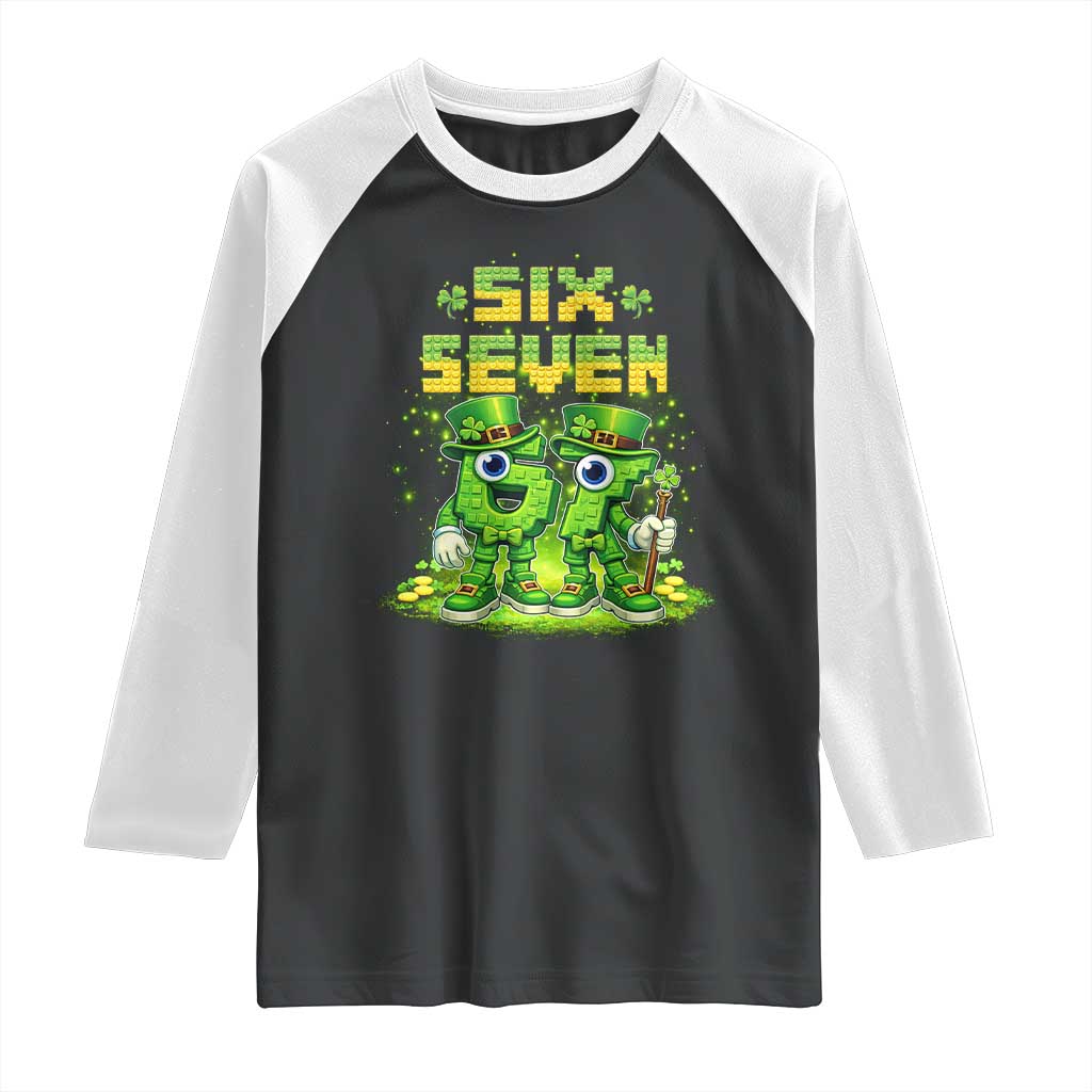 Funny Irish St Patricks Day 67 Raglan Shirt Six Seven Brainrot Italian Gaming 6 7 Meme Gen Alpha Slang