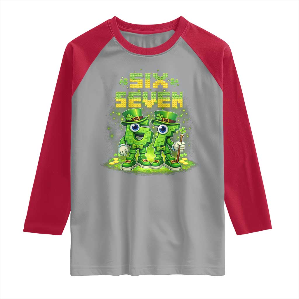 Funny Irish St Patricks Day 67 Raglan Shirt Six Seven Brainrot Italian Gaming 6 7 Meme Gen Alpha Slang