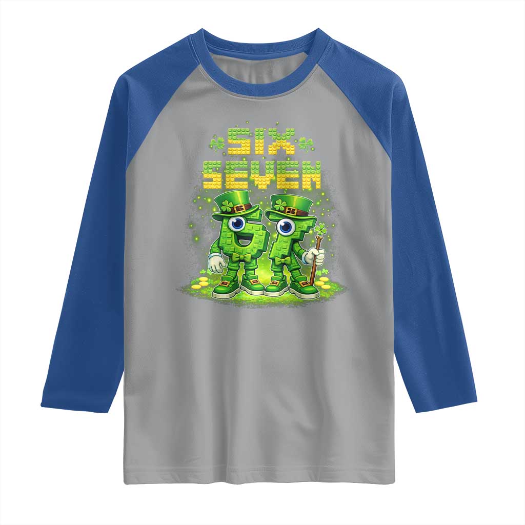 Funny Irish St Patricks Day 67 Raglan Shirt Six Seven Brainrot Italian Gaming 6 7 Meme Gen Alpha Slang