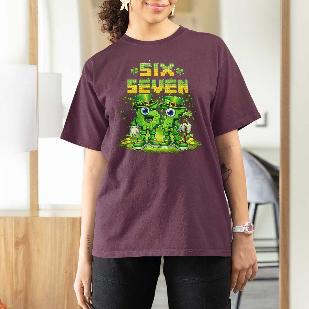 Funny Irish St Patricks Day 67 T Shirt For Women Six Seven Brainrot Italian Gaming 6 7 Meme Gen Alpha Slang