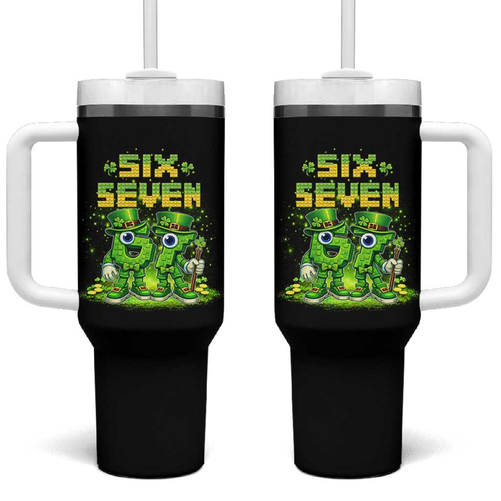 Funny Irish St Patricks Day 67 Tumbler With Handle Six Seven Brainrot Italian Gaming 6 7 Meme Gen Alpha Slang