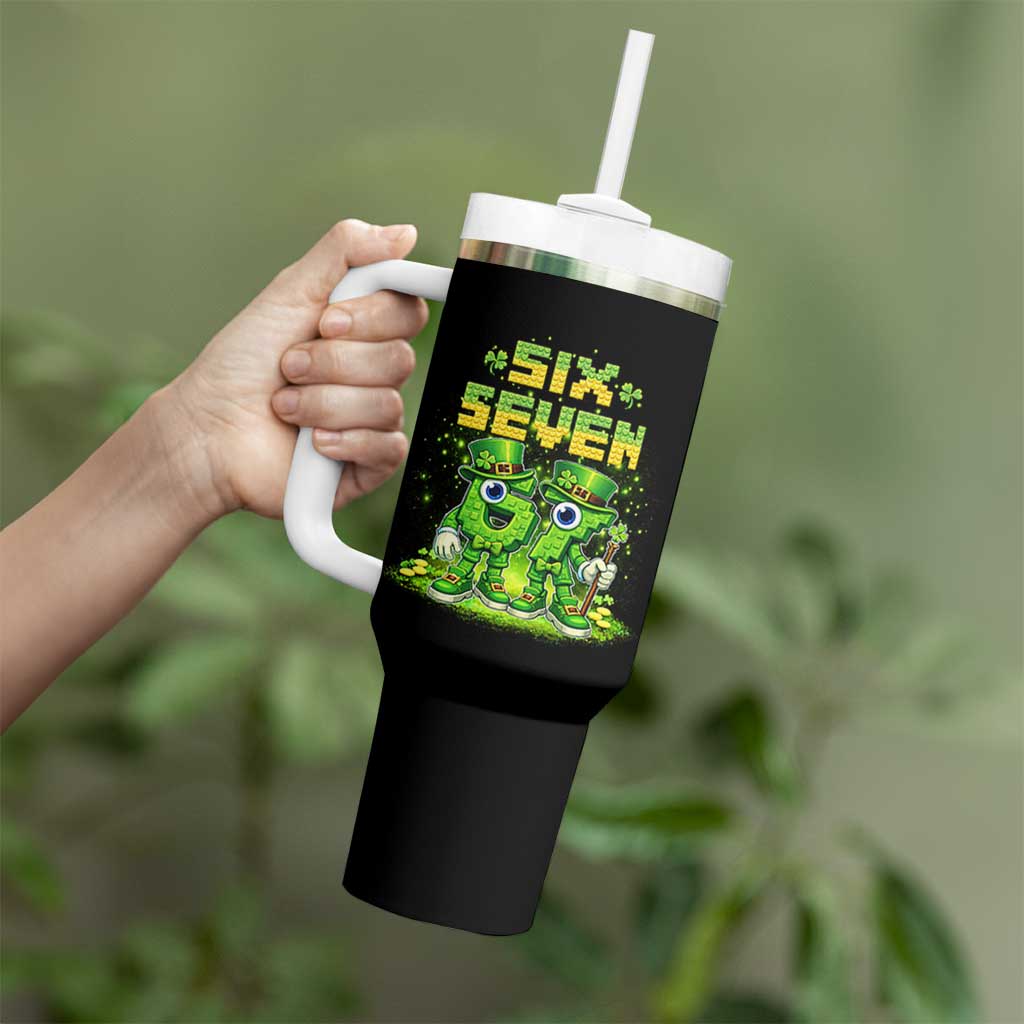 Funny Irish St Patricks Day 67 Tumbler With Handle Six Seven Brainrot Italian Gaming 6 7 Meme Gen Alpha Slang