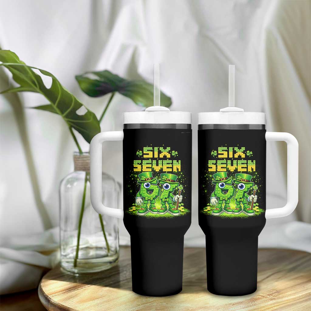 Funny Irish St Patricks Day 67 Tumbler With Handle Six Seven Brainrot Italian Gaming 6 7 Meme Gen Alpha Slang