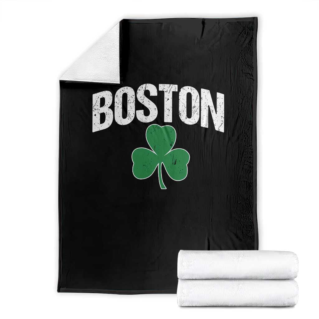 Boston Throw Blanket St Patricks Day Irish Green Shamrock Massachusetts