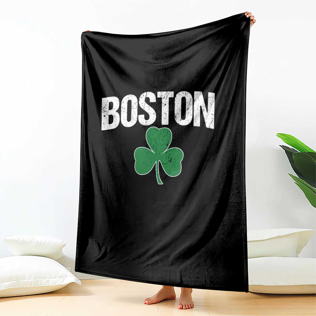 Boston Throw Blanket St Patricks Day Irish Green Shamrock Massachusetts