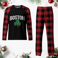 Boston Plaid Pajama Set St Patricks Day Irish Green Shamrock Massachusetts