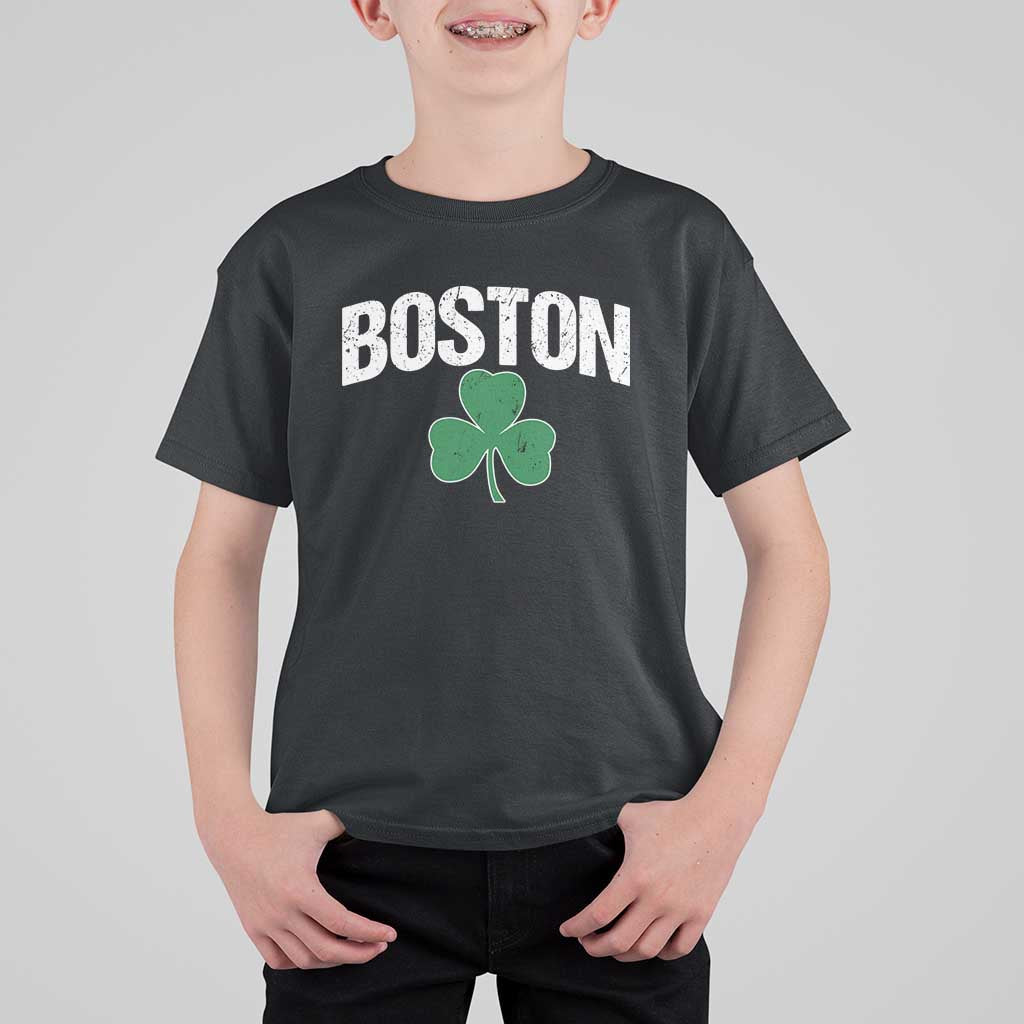 Boston T Shirt For Kid St Patricks Day Irish Green Shamrock Massachusetts