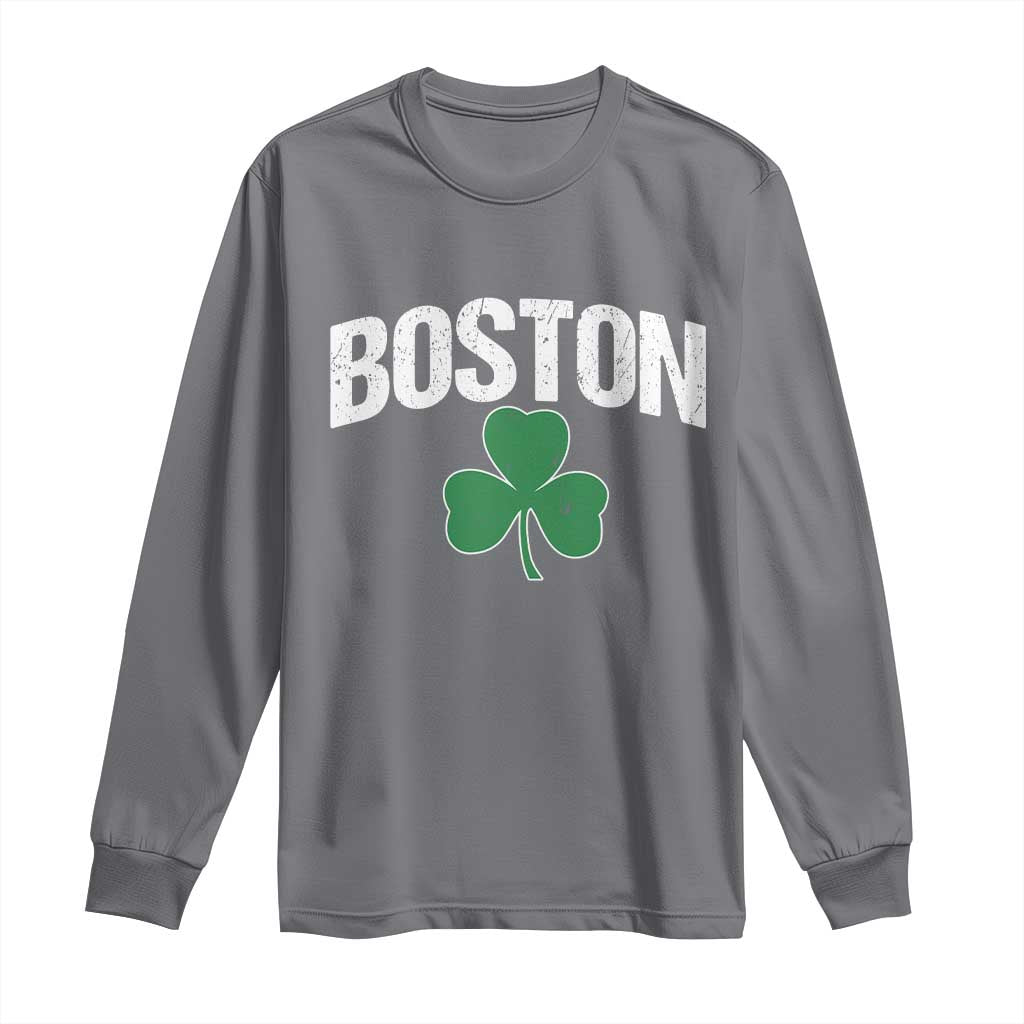 Boston Long Sleeve Shirt St Patricks Day Irish Green Shamrock Massachusetts