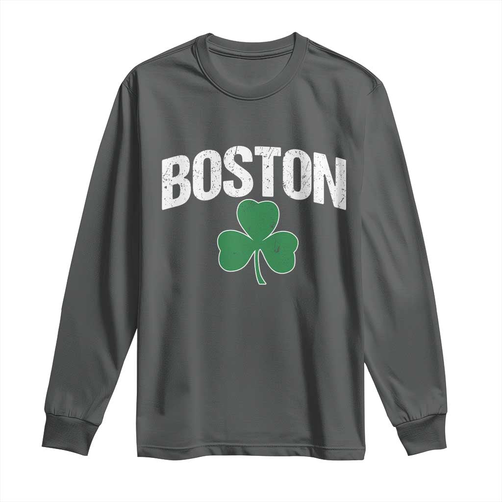 Boston Long Sleeve Shirt St Patricks Day Irish Green Shamrock Massachusetts