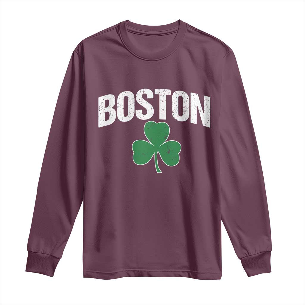 Boston Long Sleeve Shirt St Patricks Day Irish Green Shamrock Massachusetts