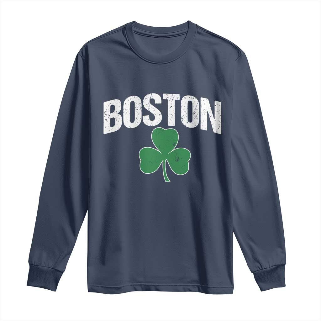 Boston Long Sleeve Shirt St Patricks Day Irish Green Shamrock Massachusetts