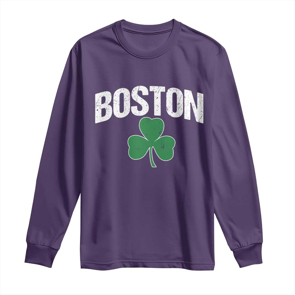 Boston Long Sleeve Shirt St Patricks Day Irish Green Shamrock Massachusetts