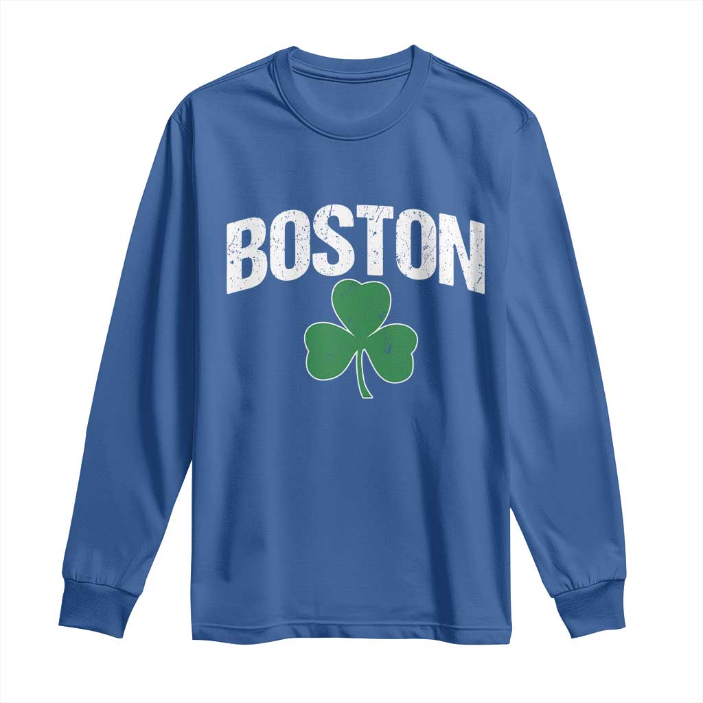 Boston Long Sleeve Shirt St Patricks Day Irish Green Shamrock Massachusetts