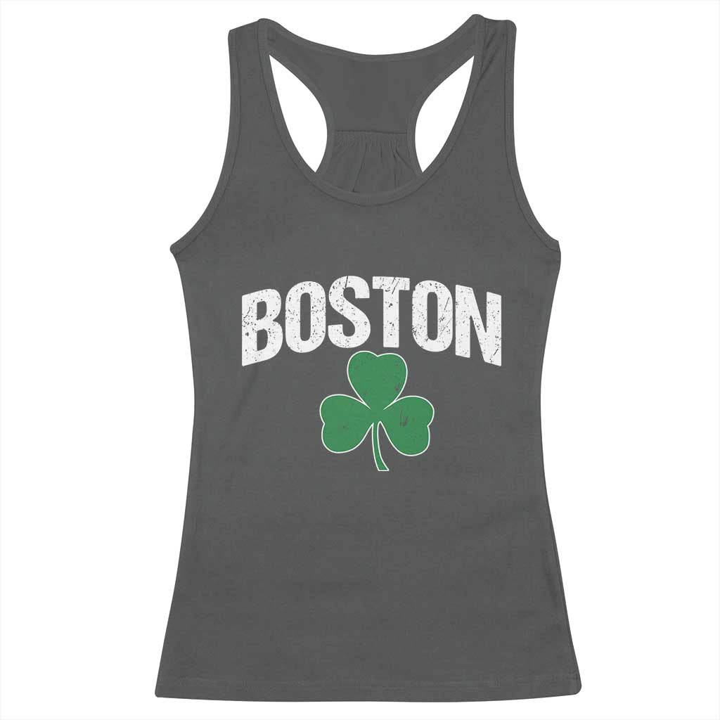 Boston Racerback Tank Top St Patricks Day Irish Green Shamrock Massachusetts
