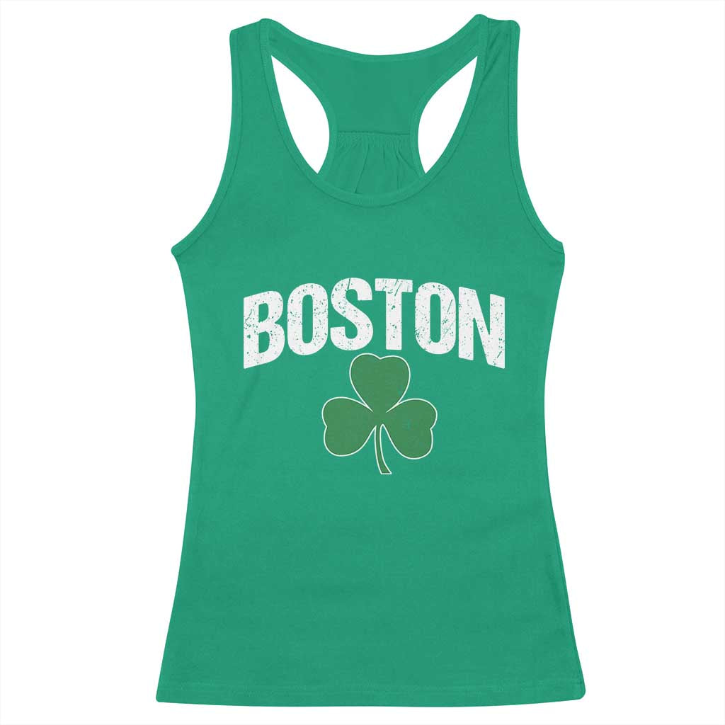 Boston Racerback Tank Top St Patricks Day Irish Green Shamrock Massachusetts