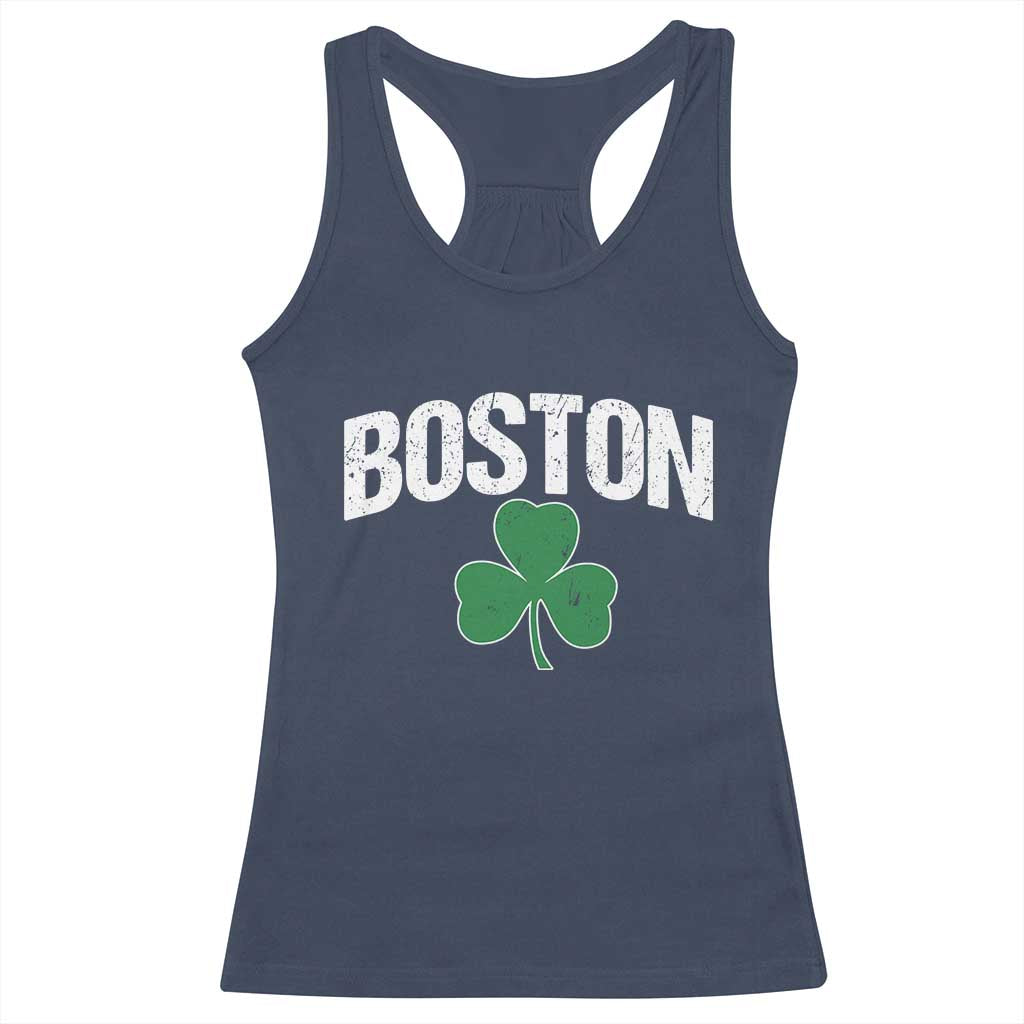 Boston Racerback Tank Top St Patricks Day Irish Green Shamrock Massachusetts