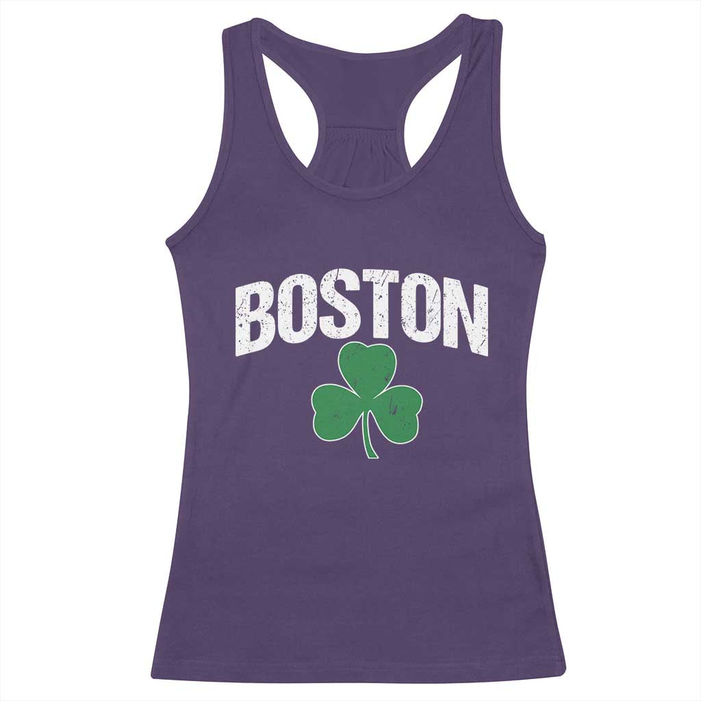 Boston Racerback Tank Top St Patricks Day Irish Green Shamrock Massachusetts