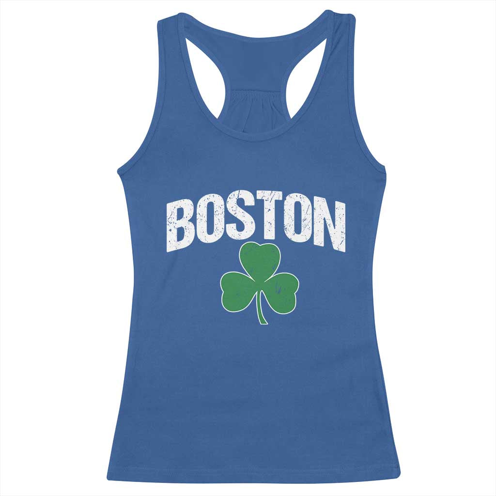 Boston Racerback Tank Top St Patricks Day Irish Green Shamrock Massachusetts