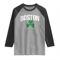 Boston Raglan Shirt St Patricks Day Irish Green Shamrock Massachusetts