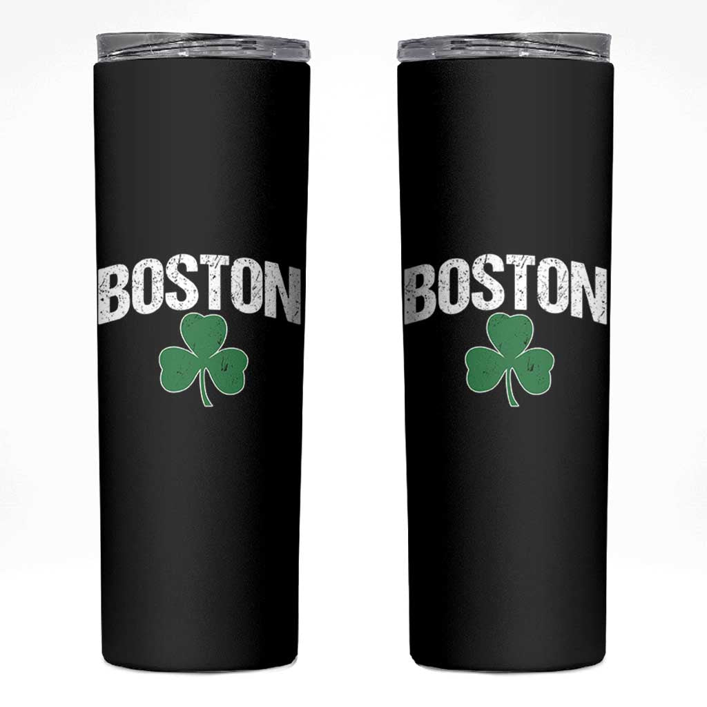 Boston Skinny Tumbler St Patricks Day Irish Green Shamrock Massachusetts