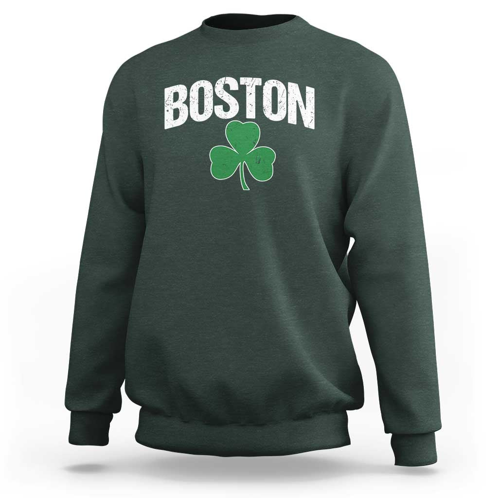 Boston Sweatshirt St Patricks Day Irish Green Shamrock Massachusetts
