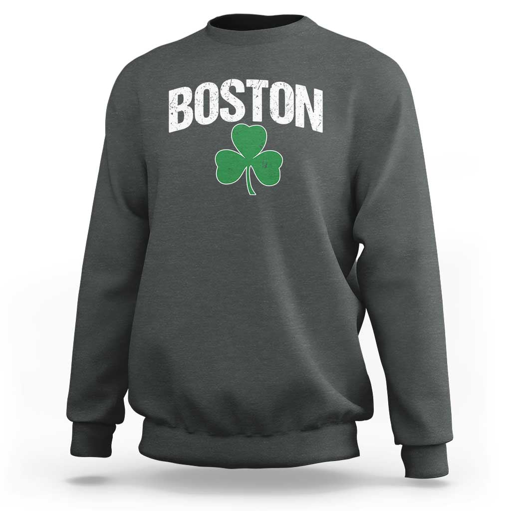 Boston Sweatshirt St Patricks Day Irish Green Shamrock Massachusetts