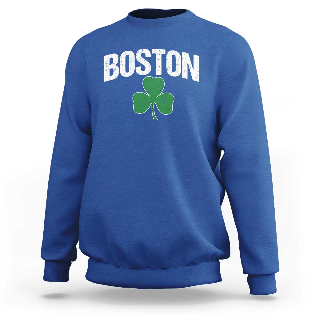 Boston Sweatshirt St Patricks Day Irish Green Shamrock Massachusetts