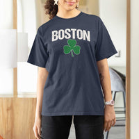 Boston T Shirt For Women St Patricks Day Irish Green Shamrock Massachusetts