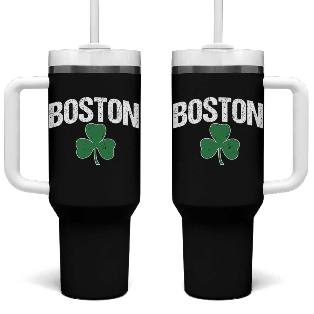 Boston Tumbler With Handle St Patricks Day Irish Green Shamrock Massachusetts