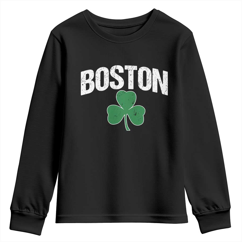 Boston Youth Sweatshirt St Patricks Day Irish Green Shamrock Massachusetts