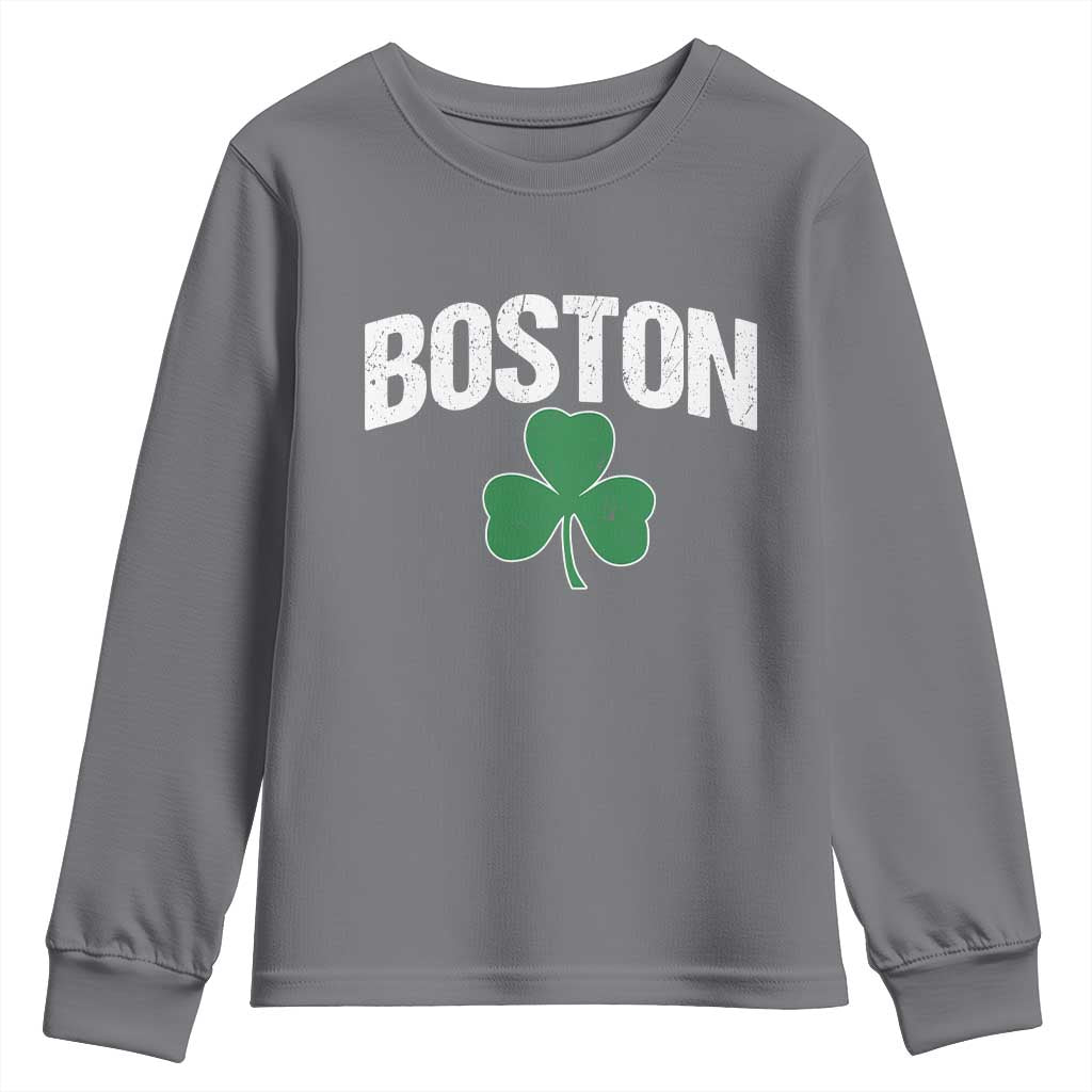 Boston Youth Sweatshirt St Patricks Day Irish Green Shamrock Massachusetts