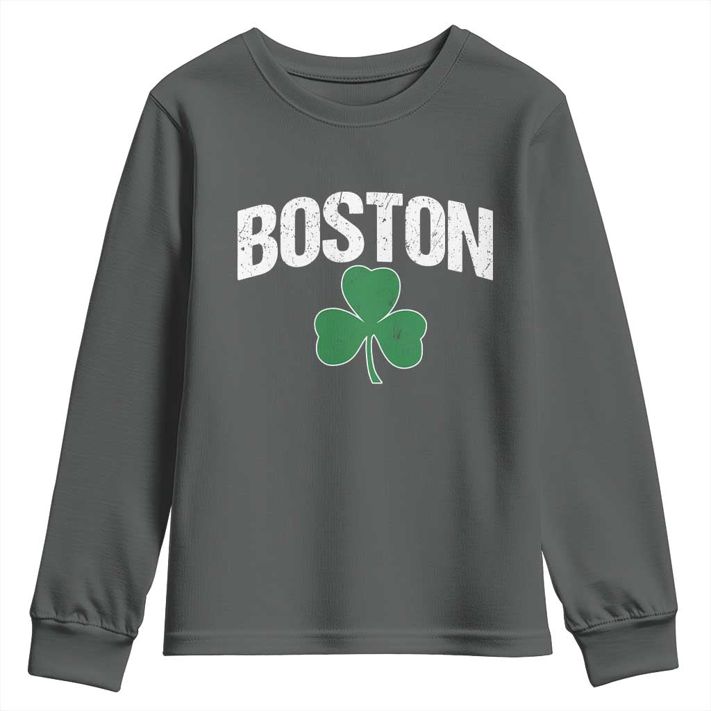 Boston Youth Sweatshirt St Patricks Day Irish Green Shamrock Massachusetts
