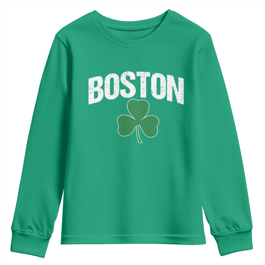 Boston Youth Sweatshirt St Patricks Day Irish Green Shamrock Massachusetts