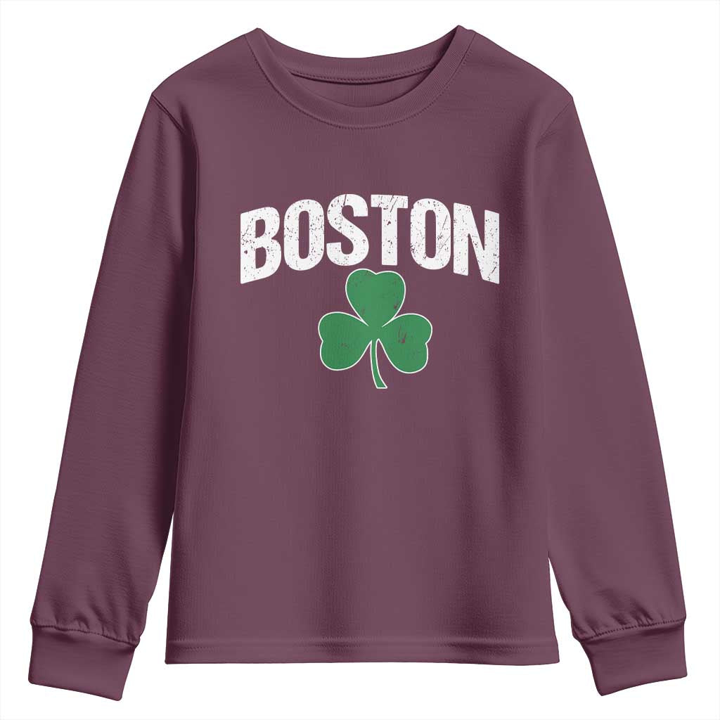 Boston Youth Sweatshirt St Patricks Day Irish Green Shamrock Massachusetts