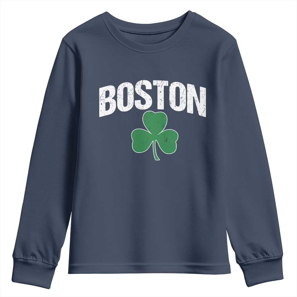 Boston Youth Sweatshirt St Patricks Day Irish Green Shamrock Massachusetts