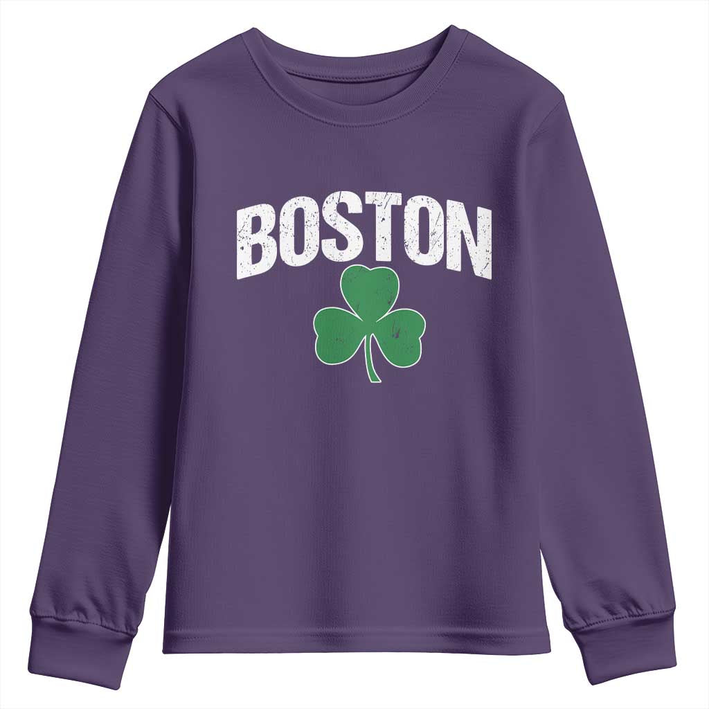 Boston Youth Sweatshirt St Patricks Day Irish Green Shamrock Massachusetts