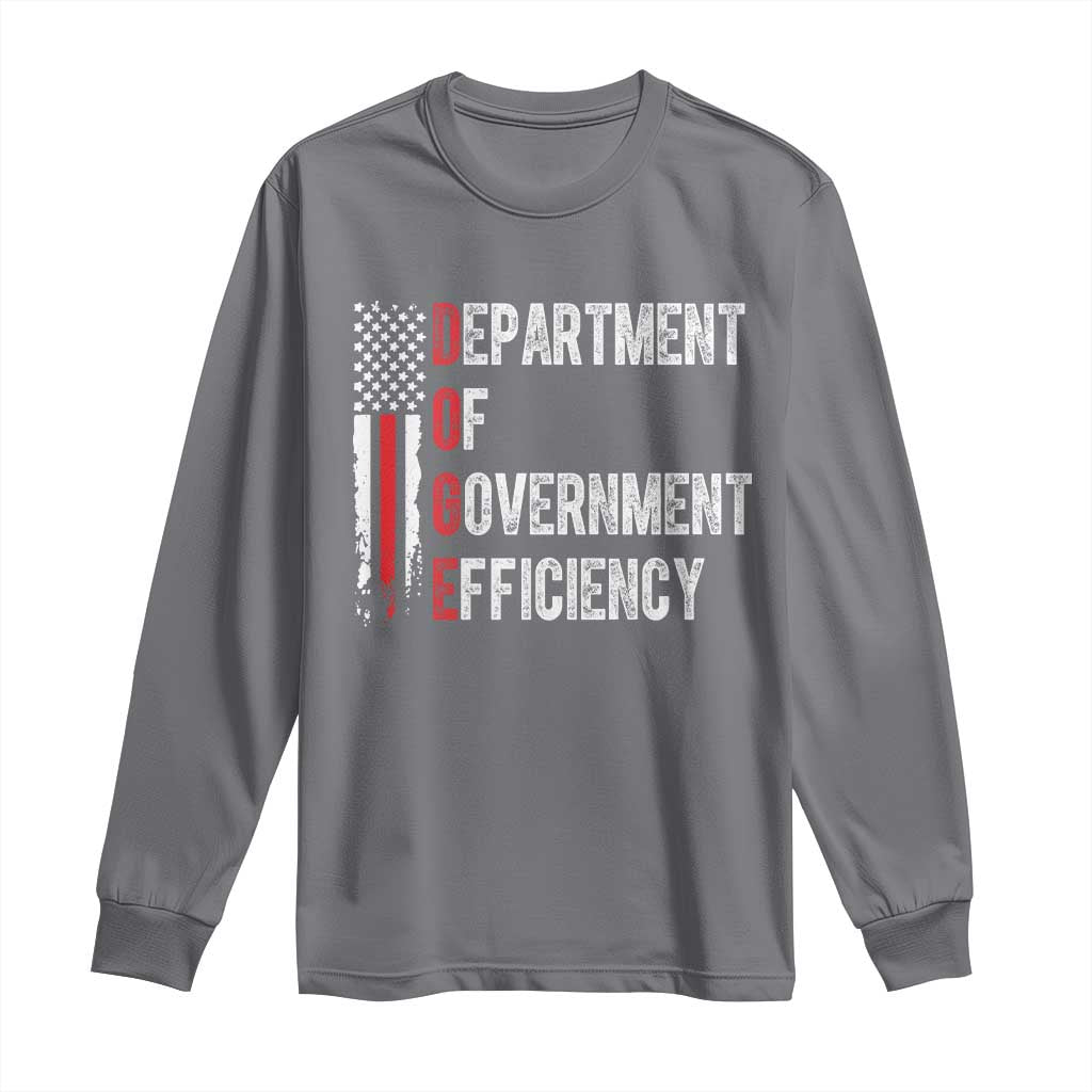 DOGE Department Of Government Efficiency Long Sleeve Shirt D.O.G.E. Partiotic US Flag