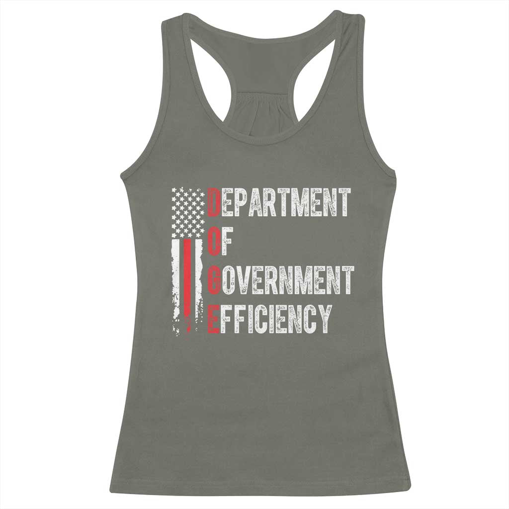 DOGE Department Of Government Efficiency Racerback Tank Top D.O.G.E. Partiotic US Flag