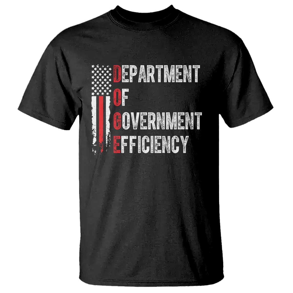 DOGE Department Of Government Efficiency T Shirt D.O.G.E. Partiotic US Flag