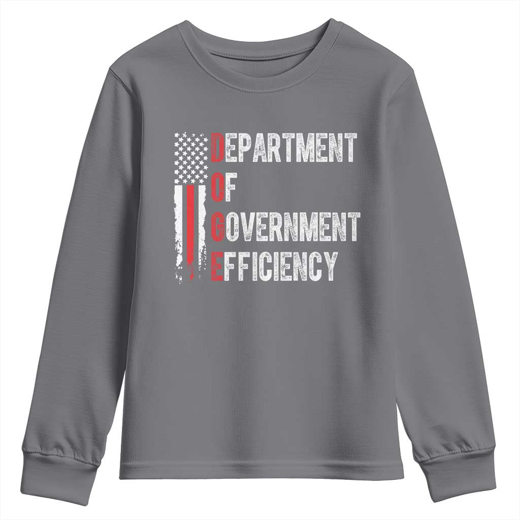 DOGE Department Of Government Efficiency Youth Sweatshirt D.O.G.E. Partiotic US Flag