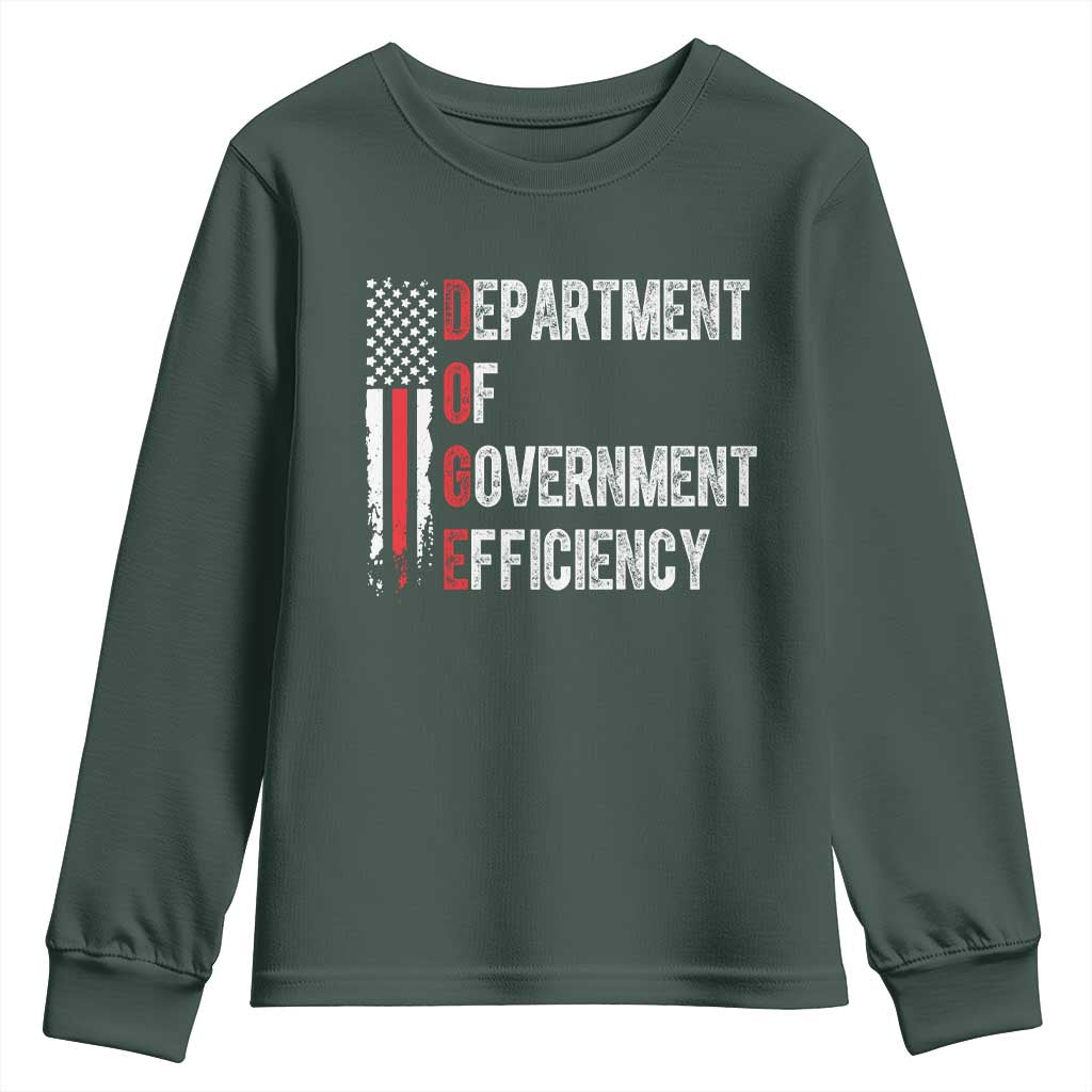 DOGE Department Of Government Efficiency Youth Sweatshirt D.O.G.E. Partiotic US Flag