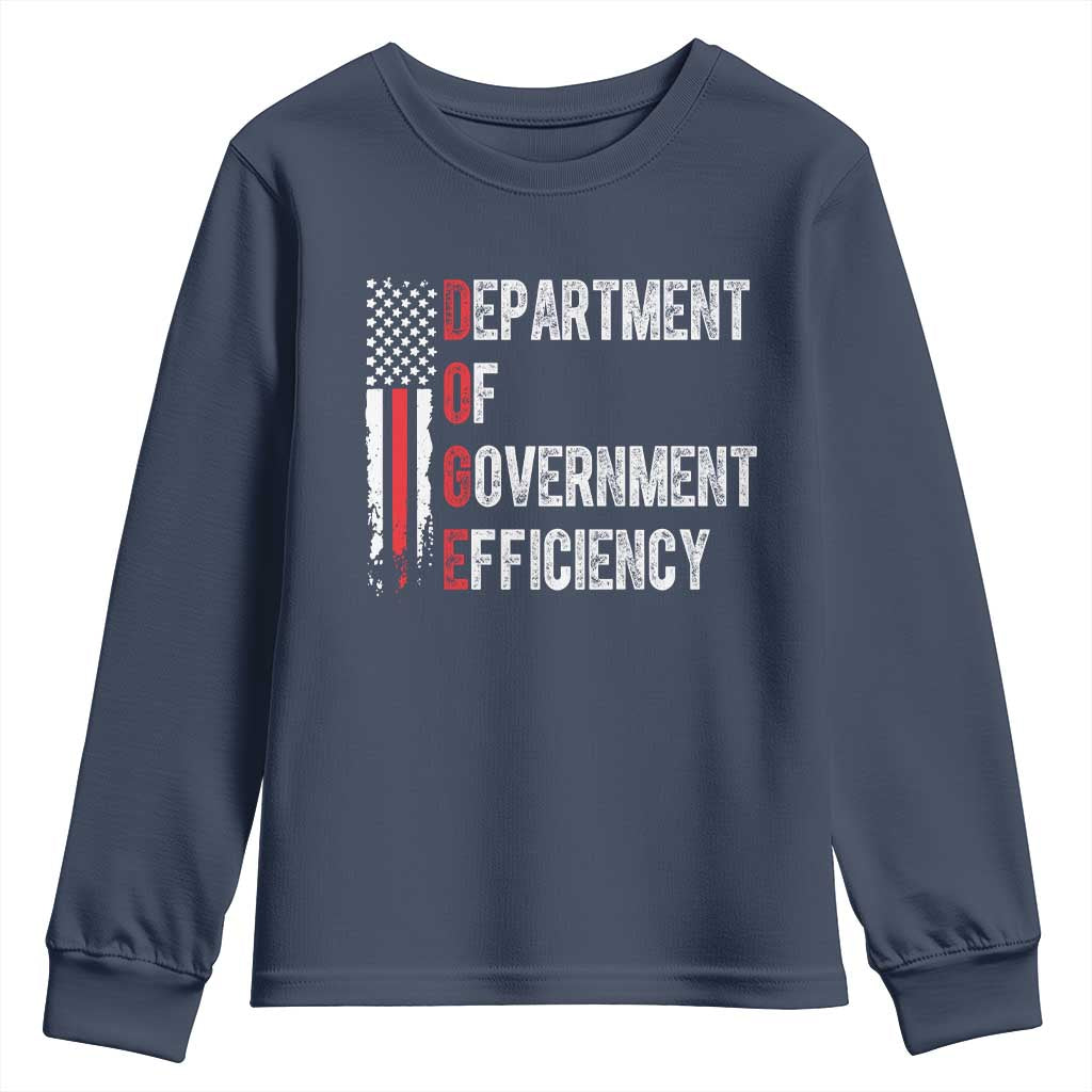 DOGE Department Of Government Efficiency Youth Sweatshirt D.O.G.E. Partiotic US Flag