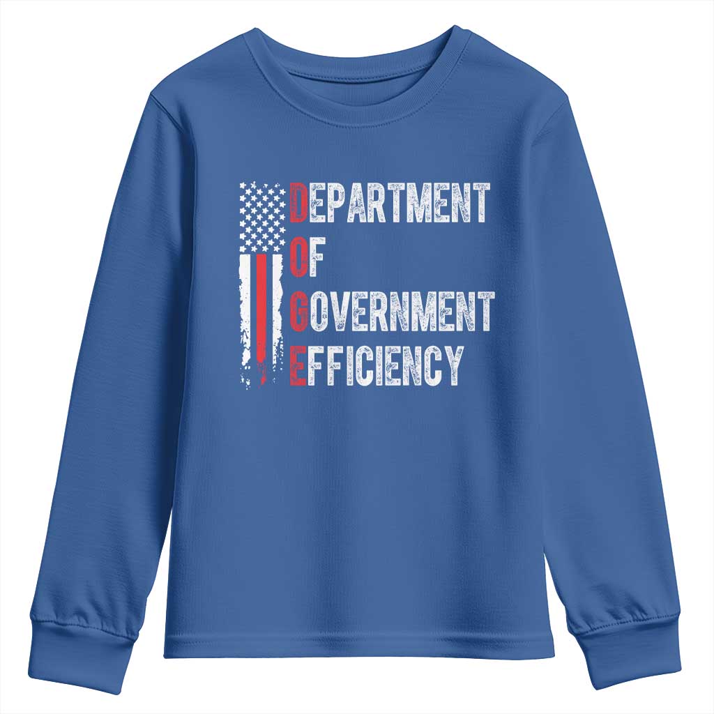 DOGE Department Of Government Efficiency Youth Sweatshirt D.O.G.E. Partiotic US Flag