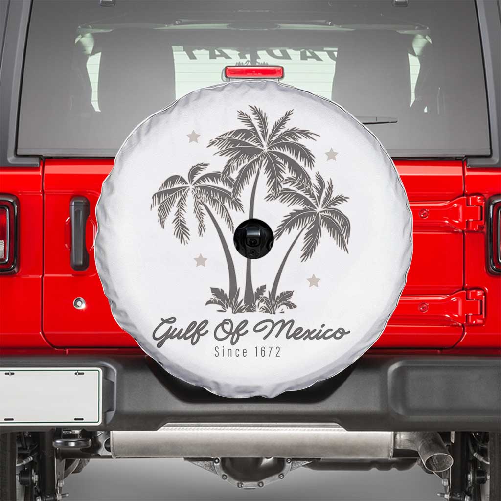 Gulf of Mexico Spare Tire Cover 1672 Retro Beach Vibe Palm Trees