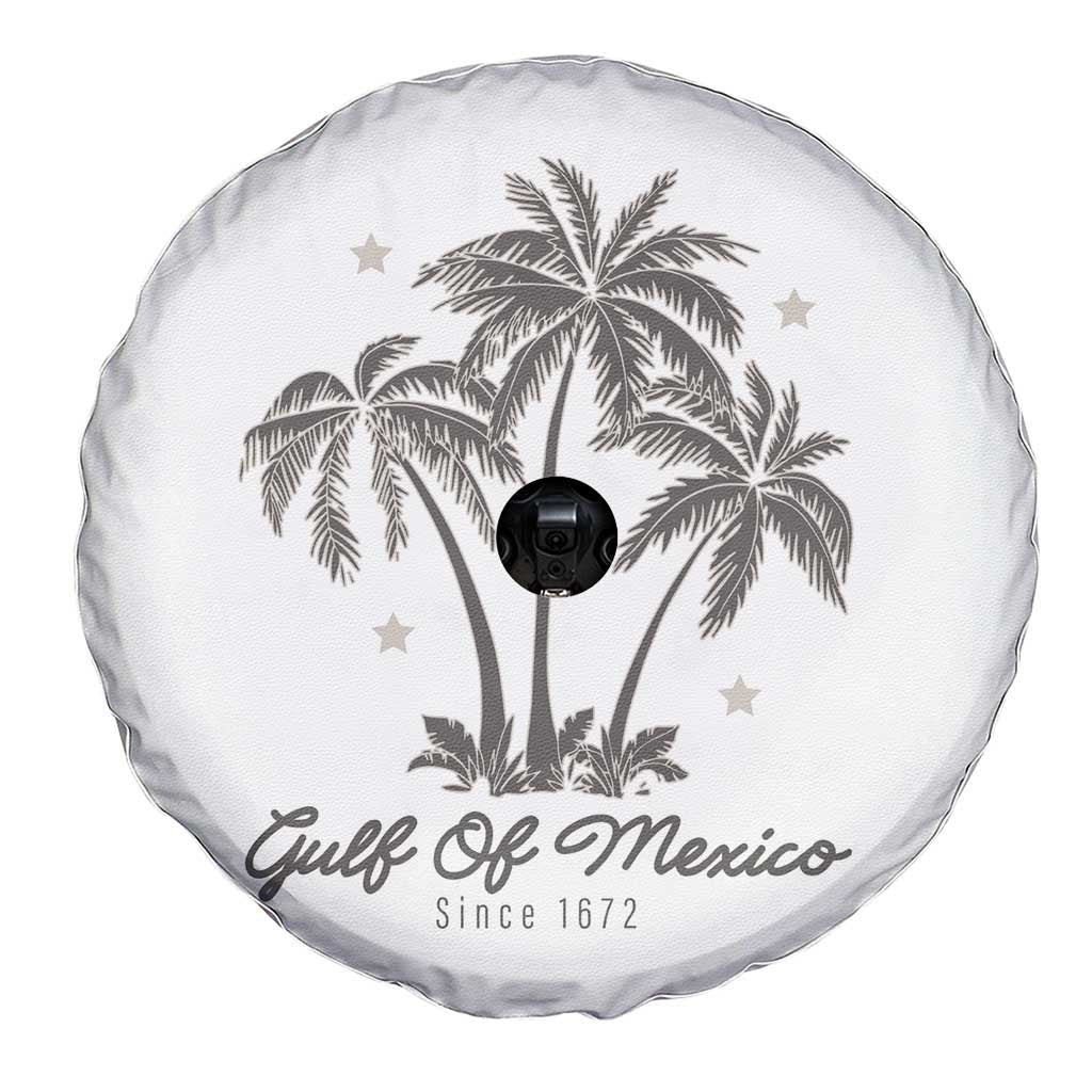 Gulf of Mexico Spare Tire Cover 1672 Retro Beach Vibe Palm Trees